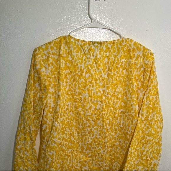 Charter Club Split Neck Tunic Top Yellow White Beaded - Picture 9 of 11